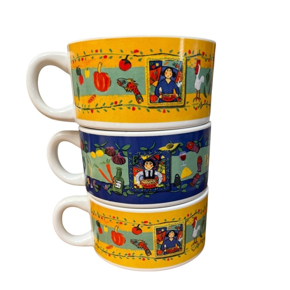 Barbara Olsen Soup Mugs Gourmet Culinary Design "Bon Apetite" & "Basta Pasta" 🆕 - Picture 4 of 4